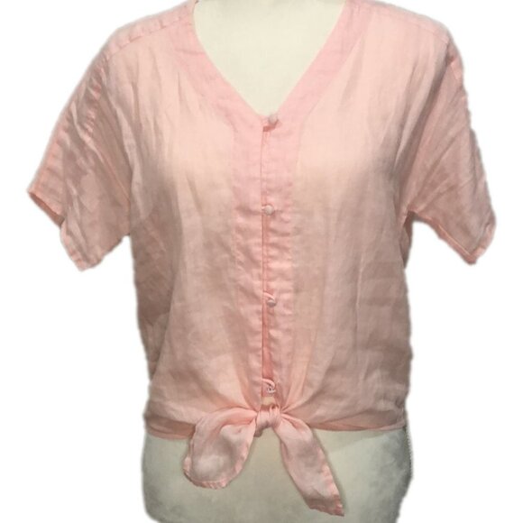 VINCE CAMUTO (XXS) 100% LINEN Peach Blouse - Picture 1 of 8